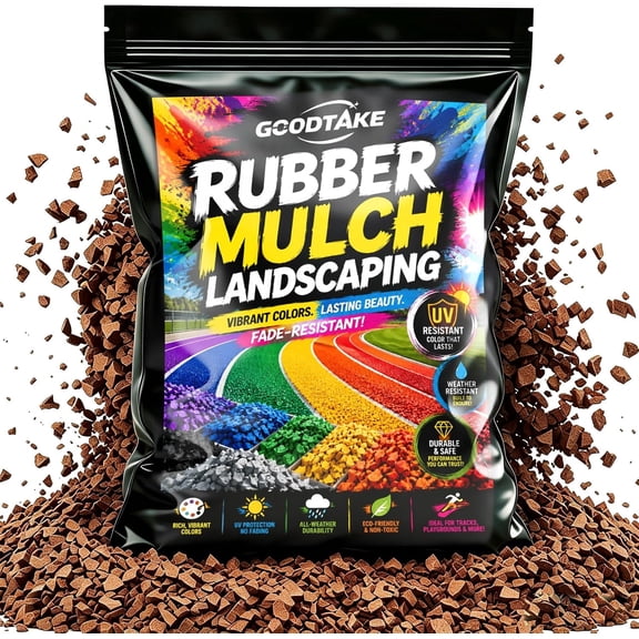 GOODTAKE Brown Rubber Mulch 2 lbs – Playground Rubber Mulch for Landscaping, Garden Pathways – Non-Toxic, Shock Absorbing, Weather Resistant – Indoor & Outdoor Use (Brown, 2 lb)