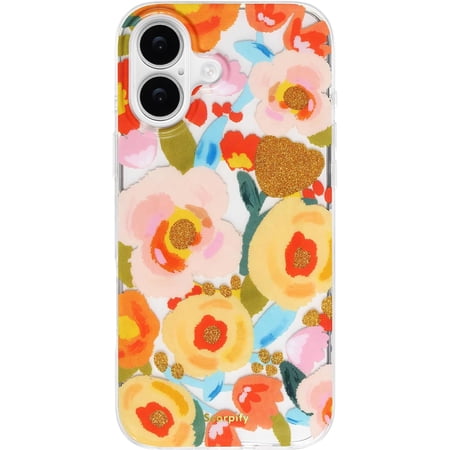 Case for iPhone 17 Case [Compatible with MagSafe] with Heronsbill Floral Design, Cute Clear Flower Phone Cover for Women Girls, Pink Slim Bumper with Gold Accents