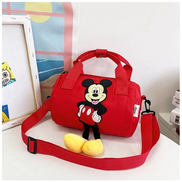 Disney-Bolso de mano animado de Mickey y Minnie para mujer, bolsa de hombro de almacenamiento para niños, bolsa de bolos de Mickey Mouse para niñas, regalo de vacaciones
