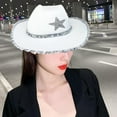 thumbnail image 6 of Novelty Cowboy Hat, Fedoras Caps, Sun Hats, Wide brim Western Style Women Hat for Women Girls Adult Teens Dress up Costume Accessories White, 6 of 8