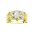 thumbnail image 1 of RYLOS Men's Rings Yellow Gold Plated Silver Rings Classic Designer Style 8X6MM Oval Gemstone &  Diamond Ring Opal October Birthstone Rings For Men Size 8, 1 of 7