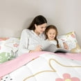 thumbnail image 4 of jejeloiu Rustic Plant Leaves 7-Piece Twin Bedding Sets,Tropical Monstera Leaf Bedding Comforter Set,Pink Cute Floral Sheet Sets For Kids,Luxury Bedroom Decor Reversible, 4 of 8