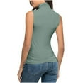 thumbnail image 6 of Brglopf Womens Plus Size Sleeveless T-Shirt Summer Trendy Mock Turtleneck Tank Tops Slim Fit Basic Stretchy Layer Tee Shirts(Army Green,3XL), 6 of 9