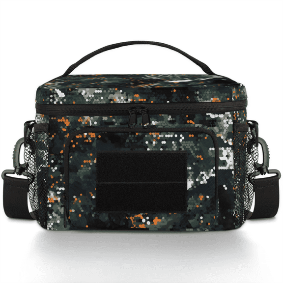 Tactical Lunch Bag 10.4" Insulated Cooler Bag for Adults with Shoulder Strap,Camouflage Meal Prep Bag with Multiple Pockets,Durable Water-Resistant Work Lunch Box