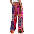 thumbnail image 4 of BiZtdJrK High Waisted Wide Leg Pants for Women Boho Printed Drawstring Loose Casual Pants Flowy Beach Vacation Pants with Pockets Red XXL, 4 of 10