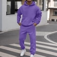 thumbnail image 3 of Men's Tracksuit 2 Piece Long Sleeve Hoodie and Sweatpants Set Solid Athletic Sweatsuits Casual Jogging Suit Sets Purple L, 3 of 6
