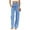 Blue, variant on Women Jeans Mid Waisted Straight Loose Stretchy Tummy Control Pants