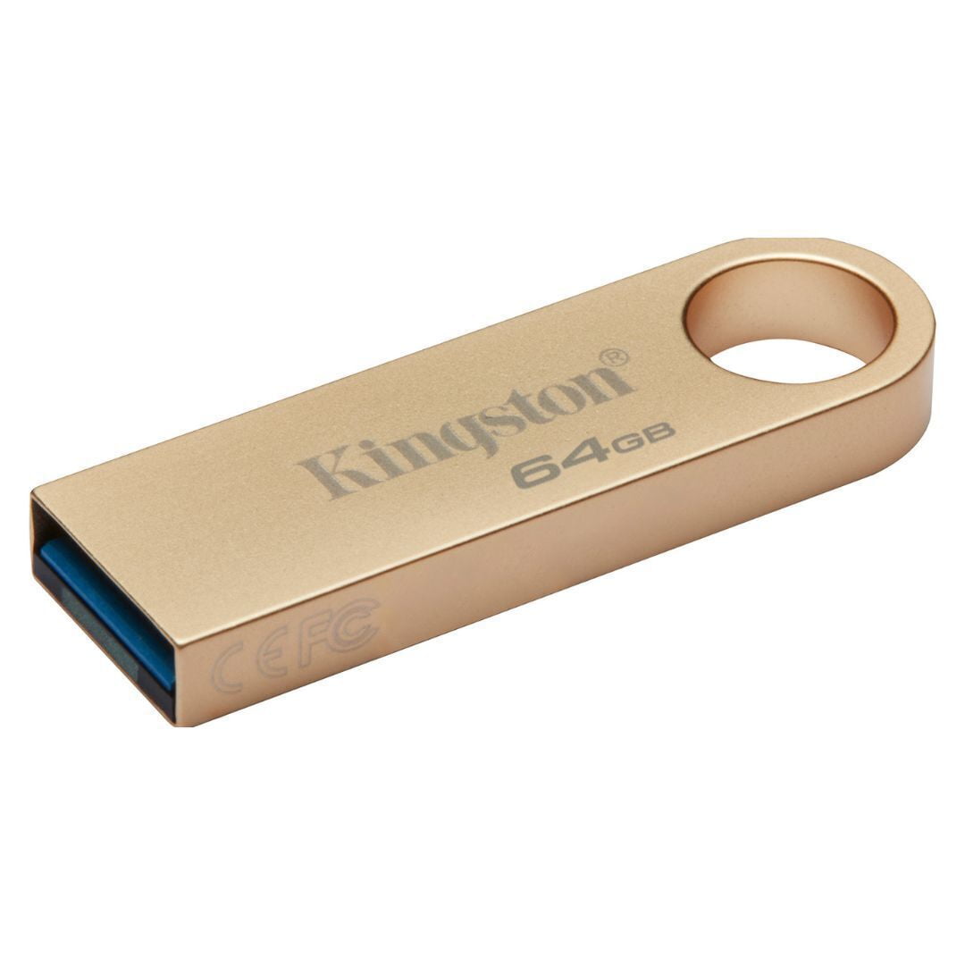Kingston DataTraveler SE9 G3 64GB USB 3.2 (Gen 1) Type A Flash Drive - 64 GB - USB 3.1 (Gen 1) Type A - 220 MB/s Read Speed - 100 MB/s Write Speed - Gold
