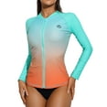thumbnail image 3 of Charmo Womens UPF 50+ Full Zip Front Swimsuit Tops Long Sleeve Rash Guard, 3 of 6