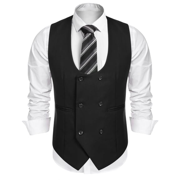 COOFANDY Men's Formal Suit Vest Slim Fit Dress Vest Double Breasted Waistcoats for Tuxedo