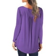 thumbnail image 3 of Trending Womens Long Sleeve Tee Shirt Women Casual T-shirt Long Sleeve Round Neck Ruched Pullover Blouse Tops, 3 of 5