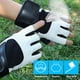 thumbnail image 5 of Guantes antideslizantes de cuero PU para entrenamiento de gimnasia, guantes de Fitness de medio dedo, muñequera (blanco), 1 par, 5 of 8