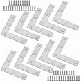 thumbnail image 1 of 10 Pack Flat Angle Bracket 80 x 80 x 1.5mm Thicker Stainless Steel L Shaped Flat Angle Brackets for Fixing Furniture to Wood such as Table and Window, 1 of 3