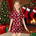 thumbnail image 2 of XDZJLR Kids Christmas Loungewear Girls' Printed Silk Short Sleeved 2-13 Years Xmas Pjs Red 8-9 Years, 2 of 4