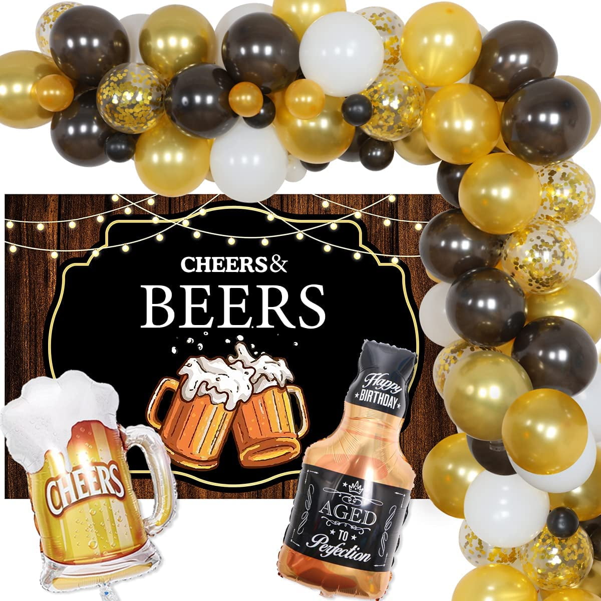 AOWEE Men Black Gold Party Decoration, Black Agate Sequins Balloon Garland  Kit with Confetti Balloons Happy Birthday Banner for Men Women 30th Birthday  Baby Shower 