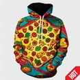 thumbnail image 4 of Sudadera con capucha con estampado 3D de pizza de pepperoni, sudadera con capucha de comida hipster, ropa de calle informal, divertida, ropa unisex para hombres y mujeres, sudaderas con capucha de nue, 4 of 5