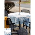 thumbnail image 5 of Outdoor Tablecloth with Umbrella Hole for Patio/Picnic/Party/Camping, Ocean Starfish Waterproof Table Cloth Square Cover Washable, Coastal Weeping Corals Marine Conch Lake Blue (54"x 54"), 5 of 9