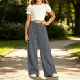 thumbnail image 3 of Txenfivo Girls Wide Leg Pants, Casual Pull-On Corduroy Elastic Waist Pants for Girls School and Everyday Wear, Sizes 5-16, 3 of 5