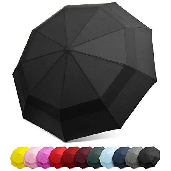 EEZ-Y Parapluie de Voyage Compact avec Construction Coupe-Vent à Double Auvent - Bouton d'Ouverture/fermeture Automatique