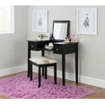 thumbnail image 2 of Ramsey Black Flip-Top Mirror Vanity and Butterfly Upholstered Stool Set, 2 of 16