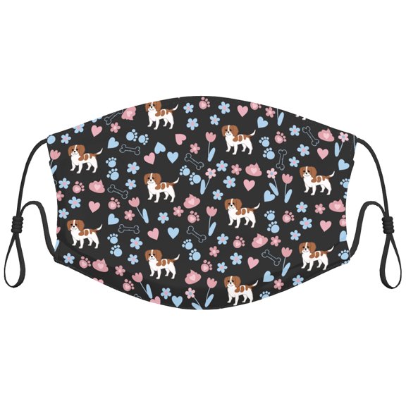 Cute Cavalier King Charles Spaniel Dog Graphic Printed Cloth Face Masks Reusable Washable Adjustable for Child (1 PCS)