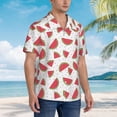 thumbnail image 5 of Daiia Hand Drawn Watermelon Hawaiian Shirt for Men Gentle Cotton Regular Short Sleeve Casual-Medium, 5 of 9