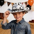 thumbnail image 2 of AWZXDE Children's Denim Style Cow Print Cowboy Hat for Party and Play Occasions White2,5-7 Years, 2 of 9