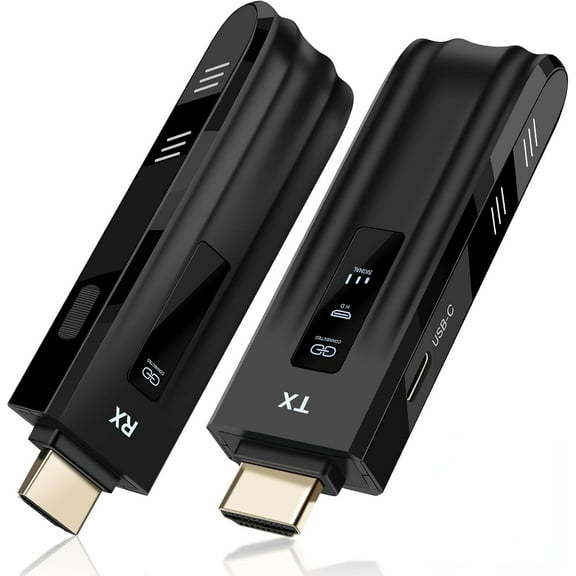 Wireless HDMI Transmitter and Receiver,2025 Upgraded LED Display,4K Decode & 1080P Output,Plug and Play Portable 2.4G/5G Wireless HDMI Extender,Compatible with PC/Laptop/Camera/HDTV/Projector/TV Box