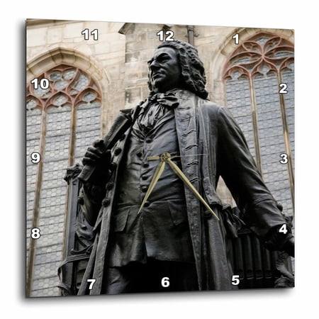 3drose, Statue of Bach, St Thomas Church, Leipzig, Germany - Eu10 Dbr0081 - Dave Bartruff, 15x15 Wall Clock