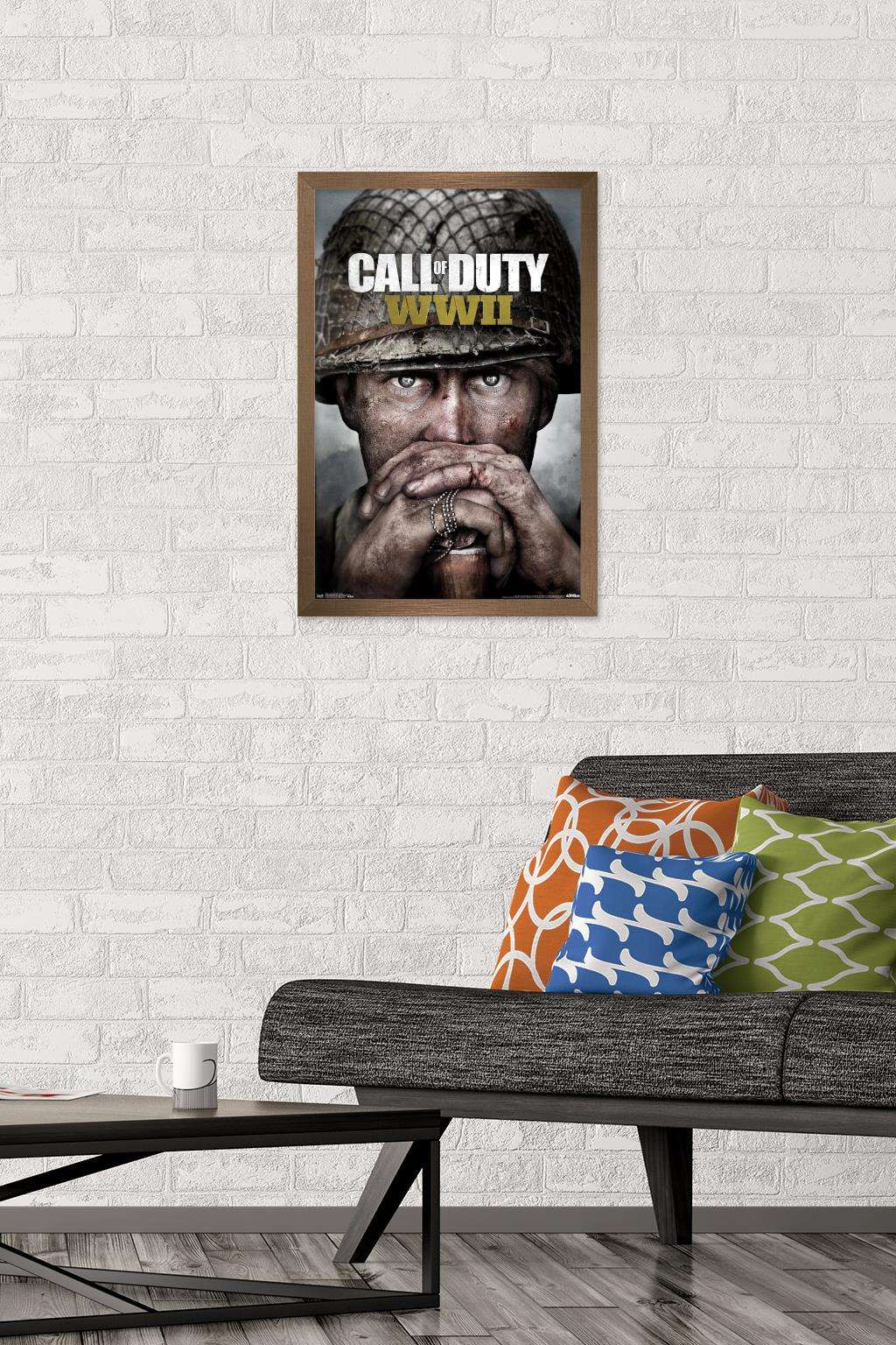 Call of Duty: WWII - Key Art Wall Poster, 14.725" x 22.375", Framed