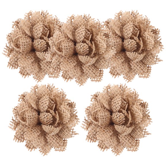 TAILTOSS Rustic Flowers Daisy Floral Picks for Decoration Brown Hessian 5Pcs 2.4In