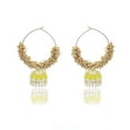 thumbnail image 2 of Moonstruck Gold Pearl Hoops with Meenakari jhumkas for Women, 2 of 2