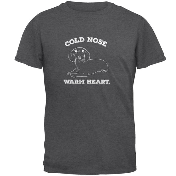 Cold Nose Warm Dachshund Dark Heather Adult T-Shirt - Small