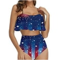 thumbnail image 2 of ZQUUVOU Womens High Waisted Bikini Sets Drawstring Tummy Control Swimsuits Crisscross Tie Back Swimsuit Set (D-Multicolor,XL), 2 of 5