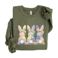 thumbnail image 5 of Ink Printed Image NOT a Quilt Patch - 3 Bunnies Easter Patchwork Pullover Army Green Sweatshirt Adult Small, 5 of 7