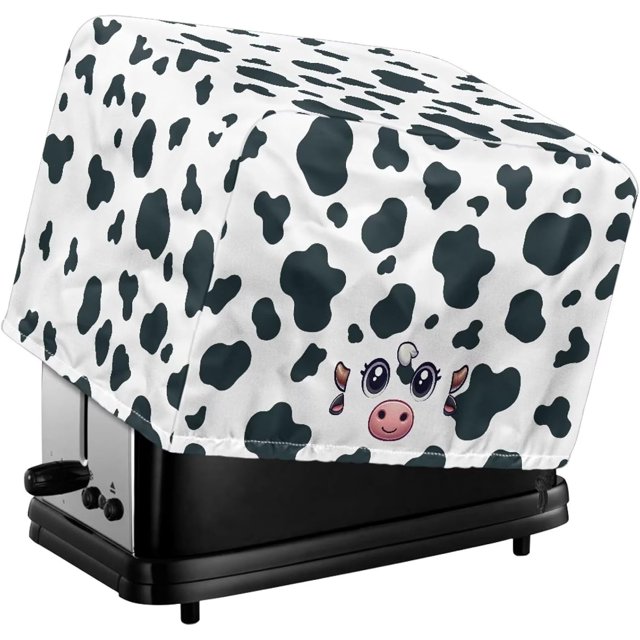 Cartoon Cow Print Toaster Covers Universal 2 Slice Toaster Dust Cover Protector Toaster Cover Black White Bread Maker Oven Microwave Cover Home Kitchen Decoration