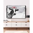 thumbnail image 3 of Outdoor TV Cover 70 to 75 Inch Weatherproof, Farmhouse Retro Waterproof TV Screen Protector for Outside Decor with Zipper and Pocket 68"L x 42"H , Wildflowers Cow Ink Pattern Black White, 3 of 7