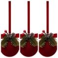 thumbnail image 2 of 3pcs Christmas Flocked Bell Christmas Tree Ornamental Pendant, Fade-Resistant Stable Shape, Classic Red & Gold for Traditional Christmas Decor （E）, 2 of 9