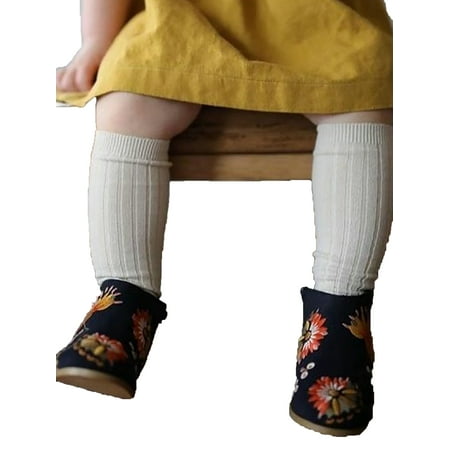 

PBaeM Children s Unisex Solid Color Straight Knee-high Preppy Style Footed Stockings