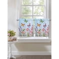thumbnail image 4 of Blue Pink Flowers 2 Panel Kitchen Curtains for Small Windows, Spring Floral Butterfly Elegant Pastoral Bathroom Tier Curtain, Short Window Treatment for Bedroom/Living Room 55"x24", 4 of 6