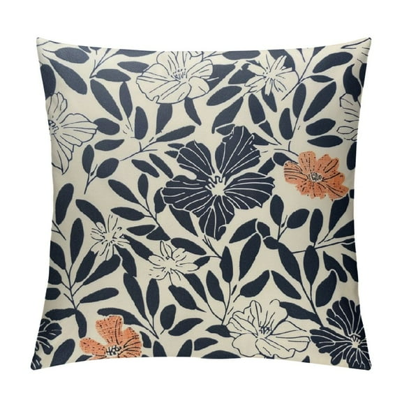 Creowell Navy Blue and Cream Floral Pillow Covers Vintage Flower Outdoor Decorative Throw Pillows Blue Small Floral Print Rustic Farmhouse Pillowcases Cushion Covers for Couch 12x12in
