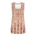 thumbnail image 5 of Wycnly Womens Tank Tops Loose Pleated Swing Lightweight Tunic Vest Tops Summer Fashion Floral Print Square Neck Sleeveless Shirts Blouse Pink s, 5 of 5