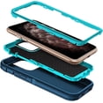 thumbnail image 2 of Entronix Heavy Duty Case Designed for iPhone 11 Pro, Shockproof Triple Layer Rugged Case, Teal, 2 of 7