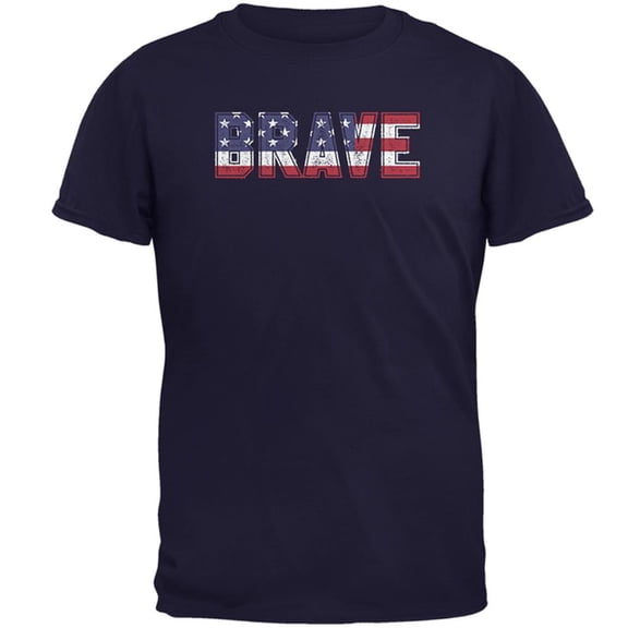 4th of July Brave Patriot American Flag Mens T Shirt Navy 3X-LG