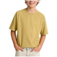 thumbnail image 2 of Atogsazn Kids Boys Summer T-shirt Children Casual Crew Neck Short Sleeve Tshirt Pullover Loose Fit Tops Tee Khaki 11-12 Years Fashion, 2 of 6