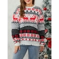 thumbnail image 4 of Elippeo Unisex Christmas Couple Sweater Long Sleeve Round Neck Reindeer Print Knitted Jumpers Matching Christmas Sweaters Knitwear Tops, 4 of 10