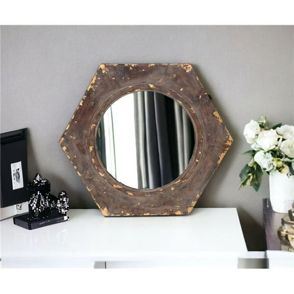 HomeRoots 274532 Bronze Hexagon Accent Mirror