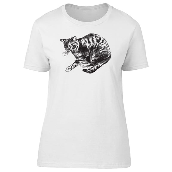 Cute Kitten, Pet Sketch Tee Women's -Image by Shutterstock