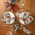 thumbnail image 5 of GZHJMY Chic Beautiful Christmas Poinsettia Flowers Holly Floral Cloth Napkins, Set of 6 20 x 20 Inch Soft Polyester Dinner Napkin for Family Gatherings, Weddings, Parties, Holiday, 5 of 6