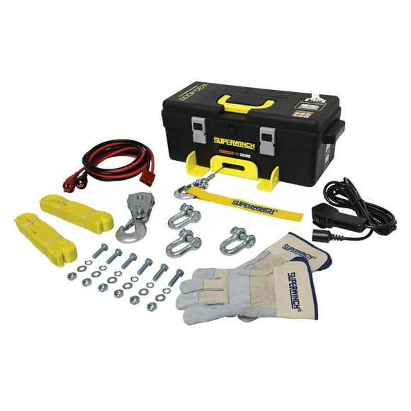 Portable Superwinch Winch 4000lb | 12V Electric with Tool Box | 50ft Wire Rope | Hawse Fairlead
